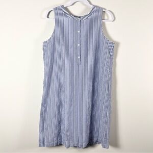 LOFT Womens Nautical Dress Resort Wear Size Large Blue White Striped Preppy